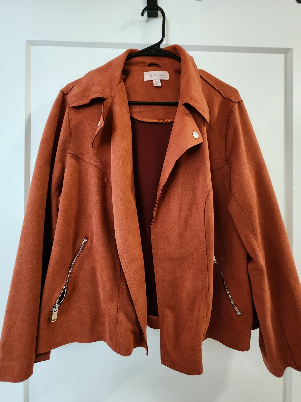 Philosophy Rust Suede-Effect Moto Jacket
